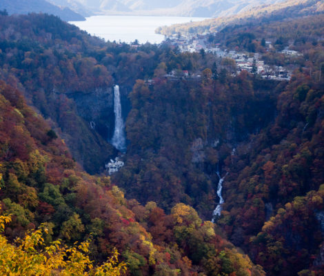 View from Akechidaira overlook in fall (Nikko national park, Tochigi prefecture)