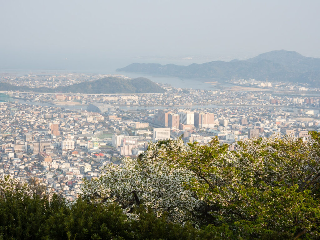 Вид на город Токусима с вершины горы Бидзан